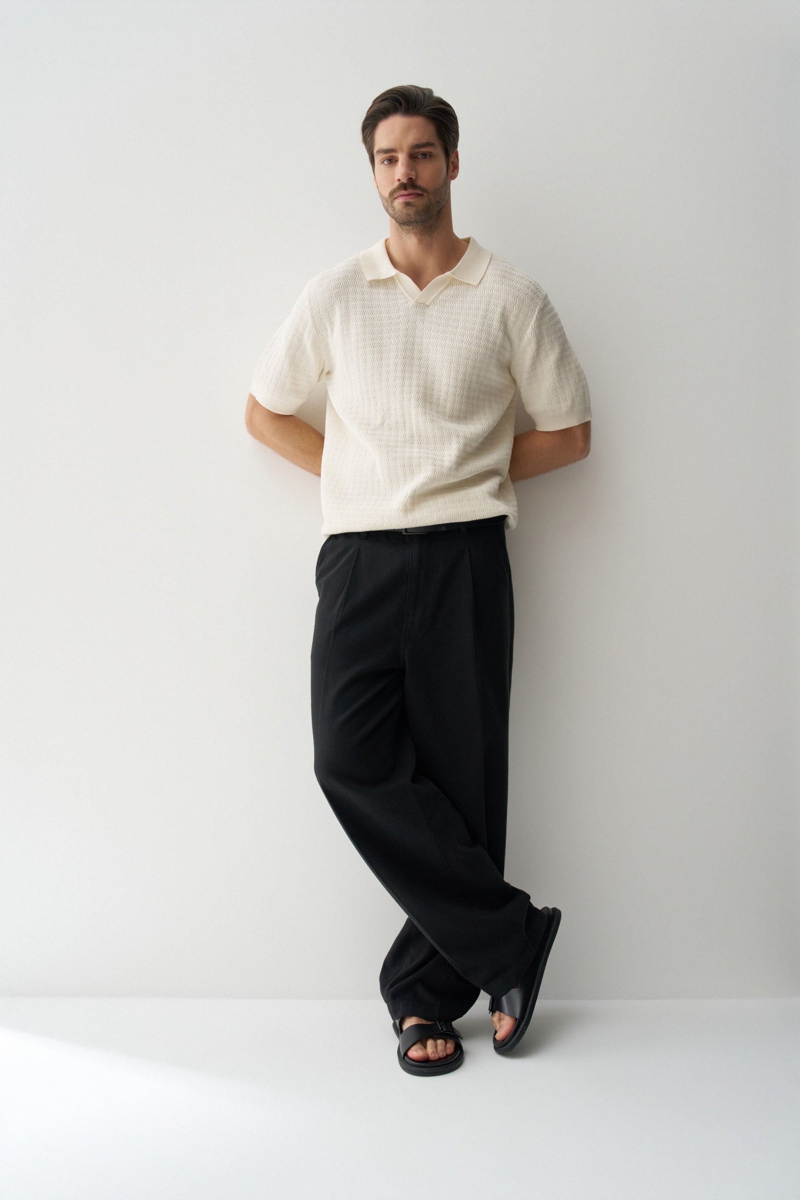 salsa jeans polo écru tricot texturé