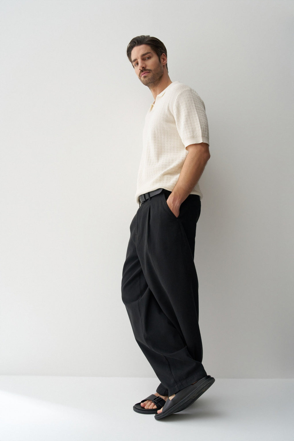 salsa jeans polo écru tricot texturé