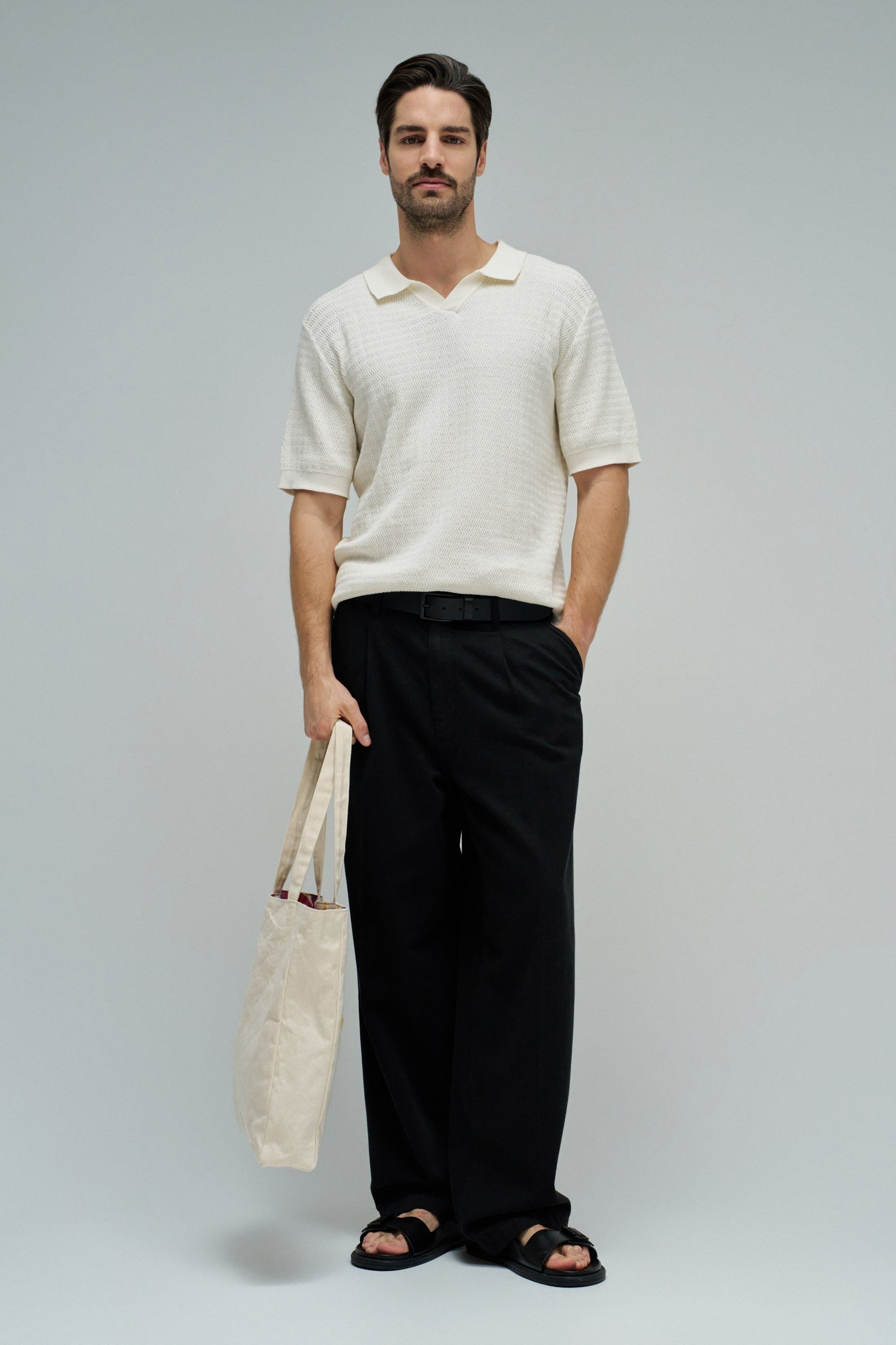 salsa jeans polo écru tricot texturé