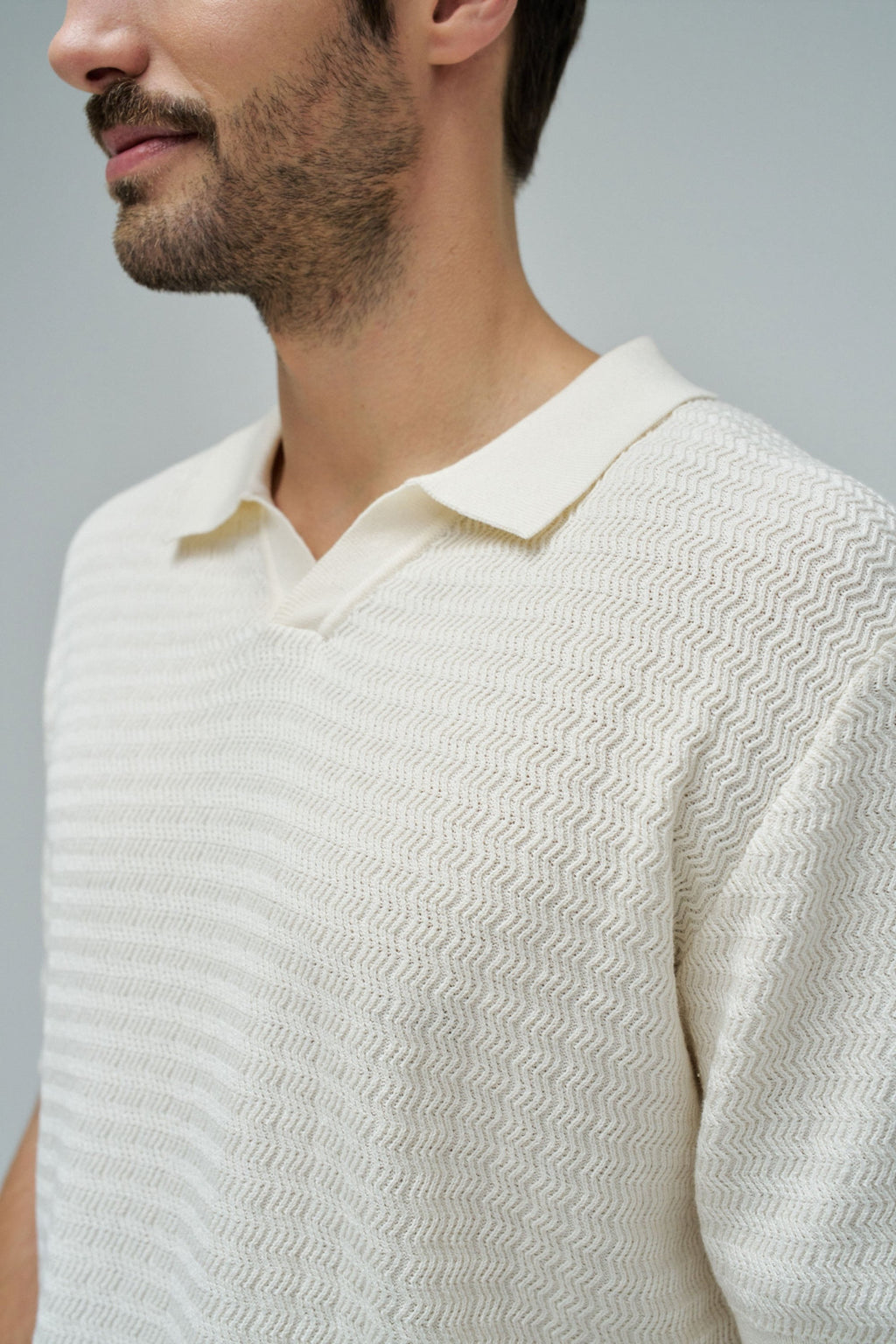 salsa jeans polo écru tricot texturé