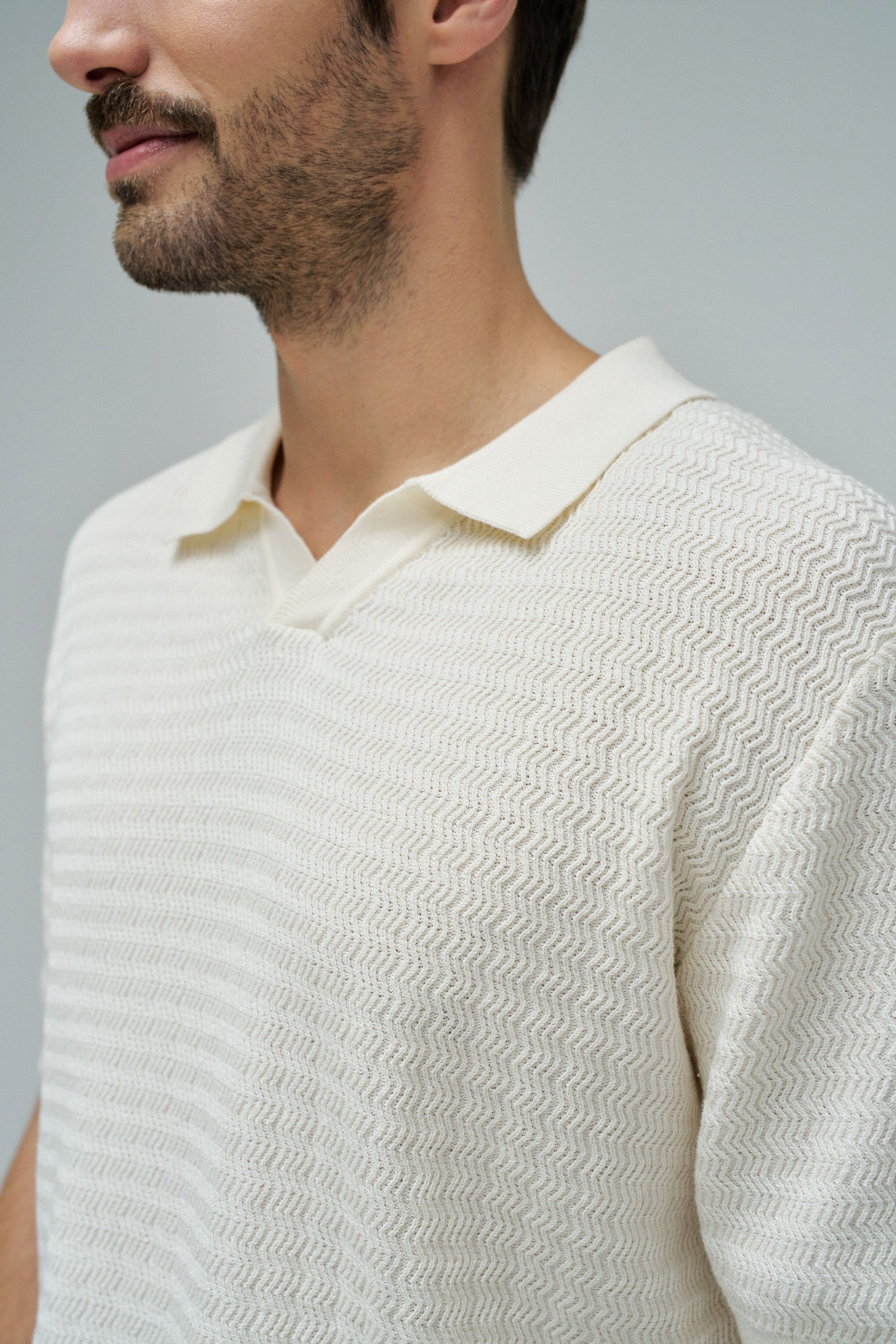 salsa jeans polo écru tricot texturé