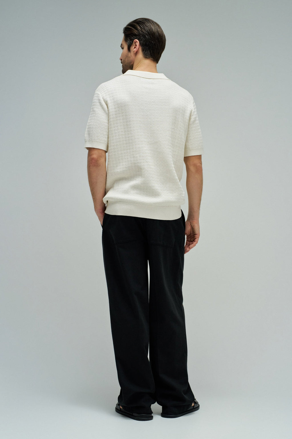 salsa jeans polo écru tricot texturé