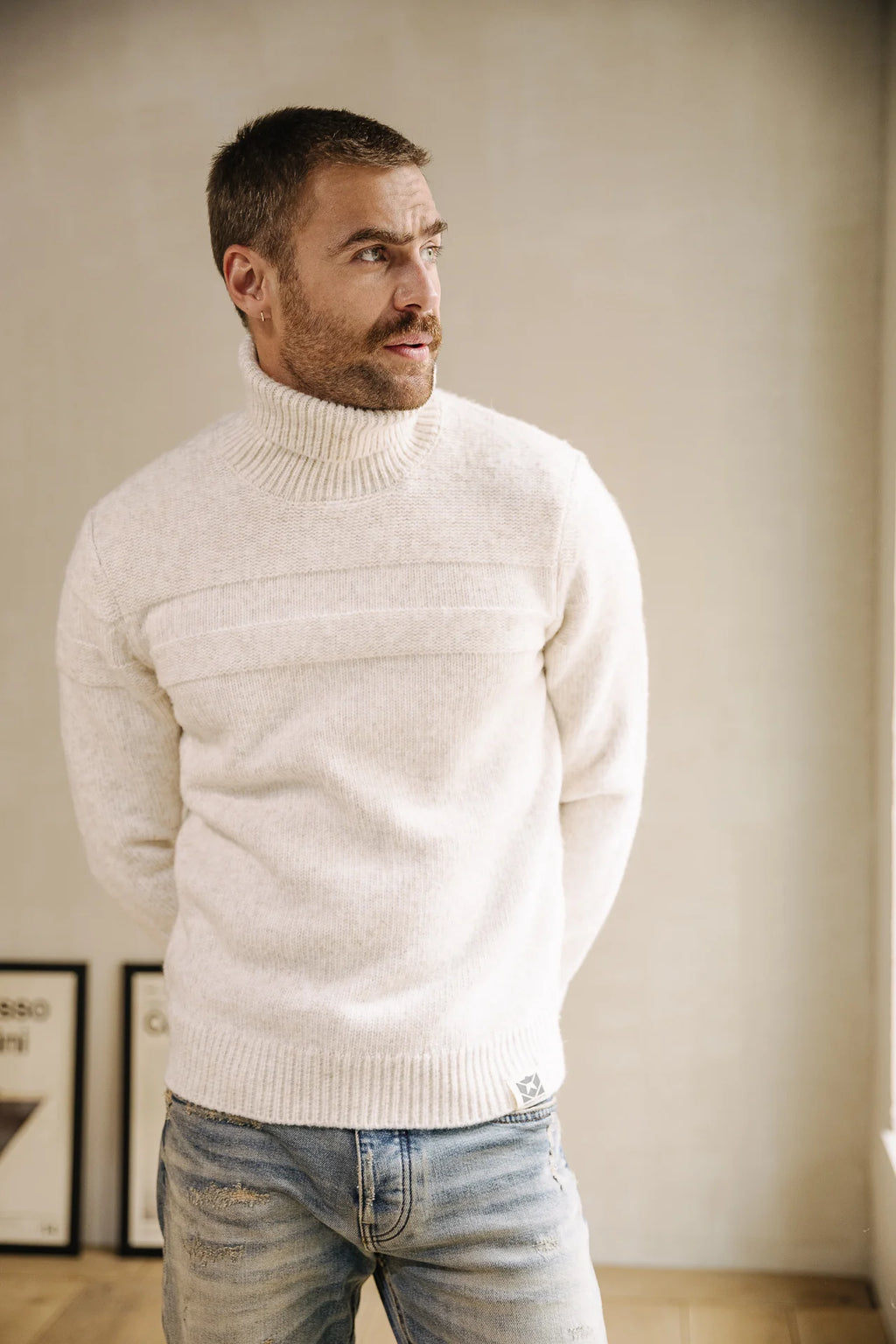 Pull FREEMANT.PORTER Romeo Bellagio egret col roulé