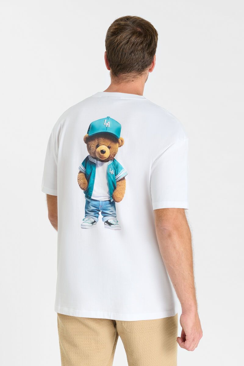 LE TEMPS DES CERISES - T-shirt Lom Homme - Imprimé Ourson LA Blanc