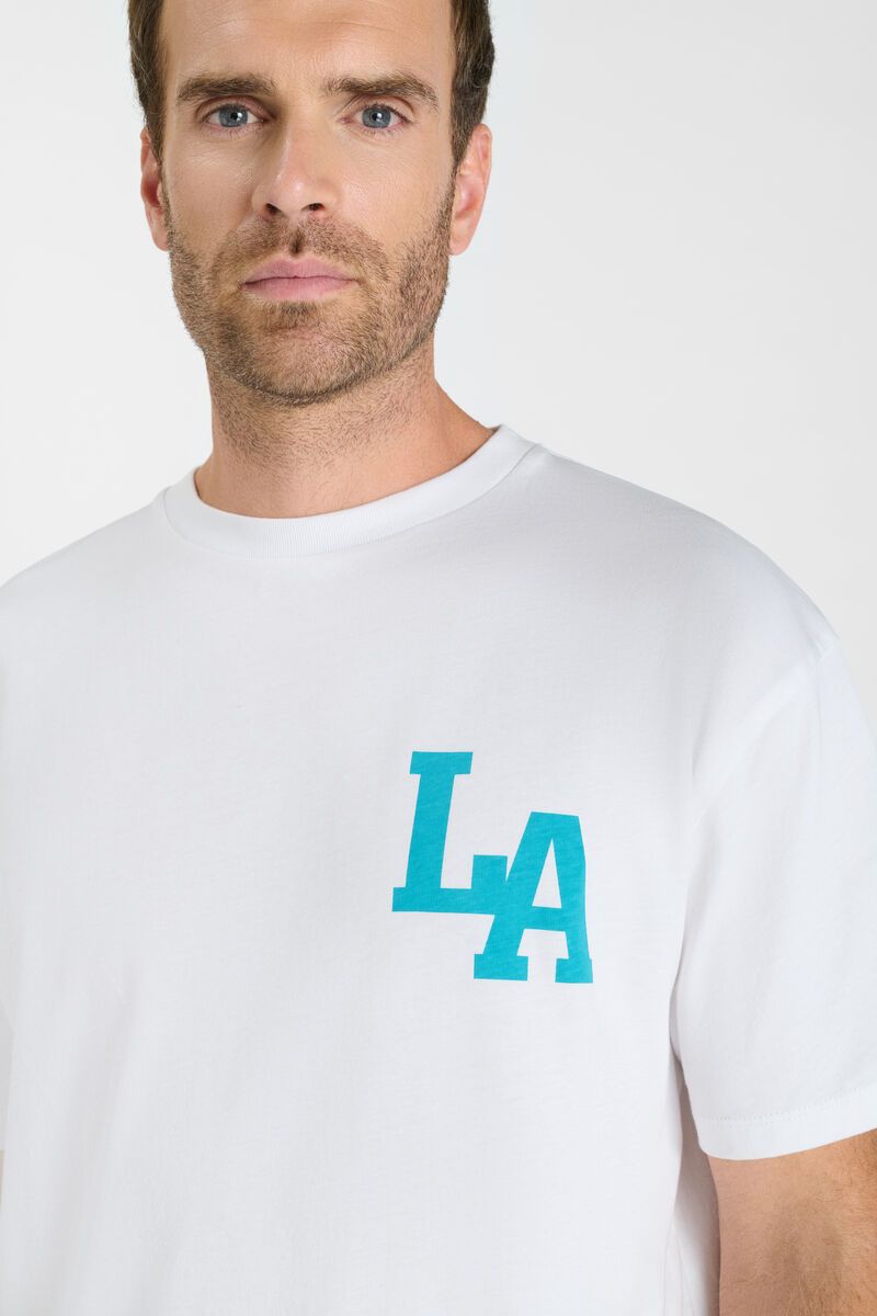 LE TEMPS DES CERISES - T-shirt Lom Homme - Imprimé Ourson LA Blanc