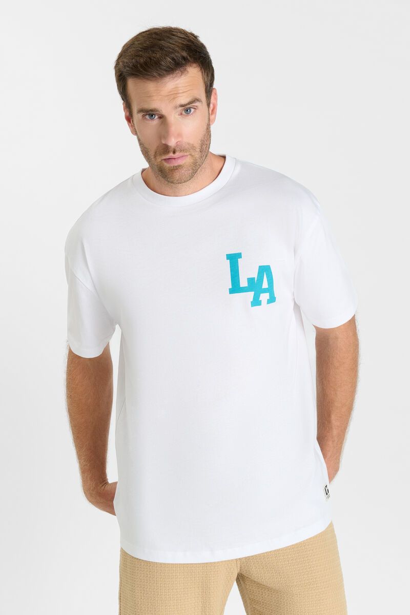 LE TEMPS DES CERISES - T-shirt Lom Homme - Imprimé Ourson LA Blanc
