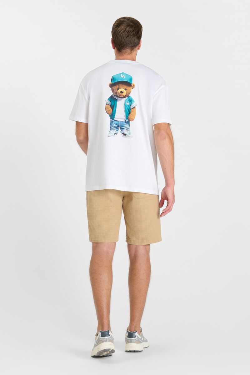 LE TEMPS DES CERISES - T-shirt Lom Homme - Imprimé Ourson LA Blanc