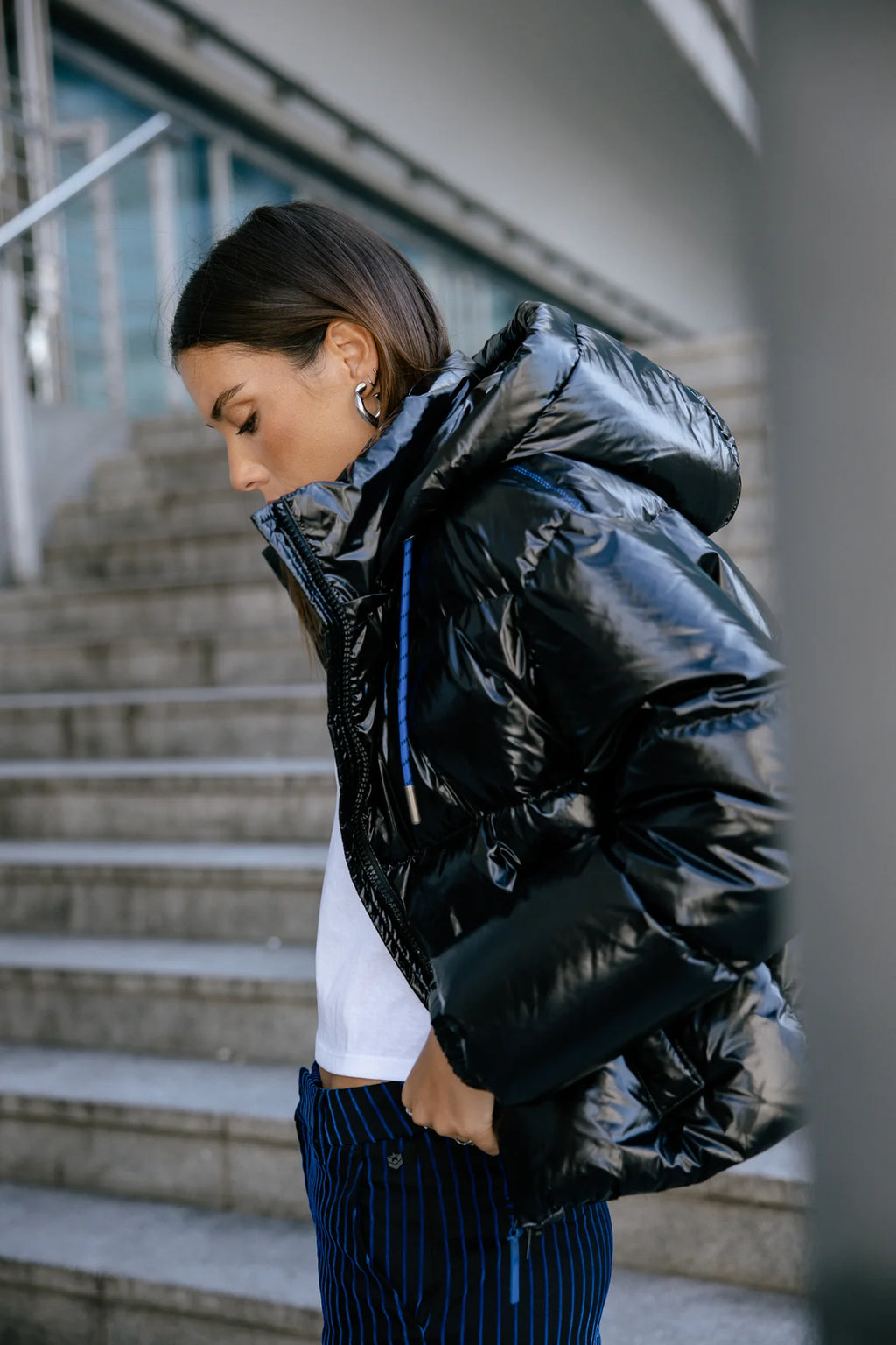 Doudoune noire brillante Freeman T Porter Vardia 