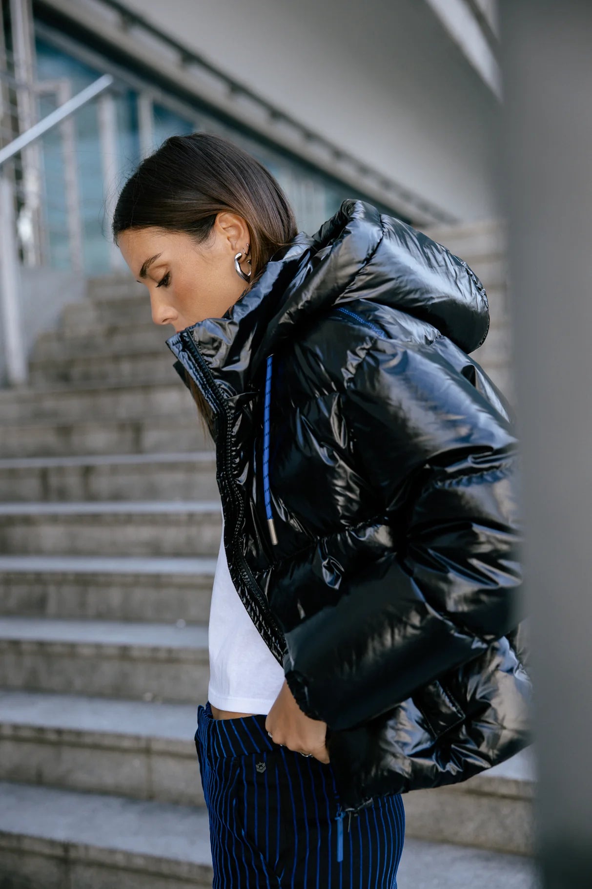 Doudoune noire brillante Freeman T Porter Vardia 