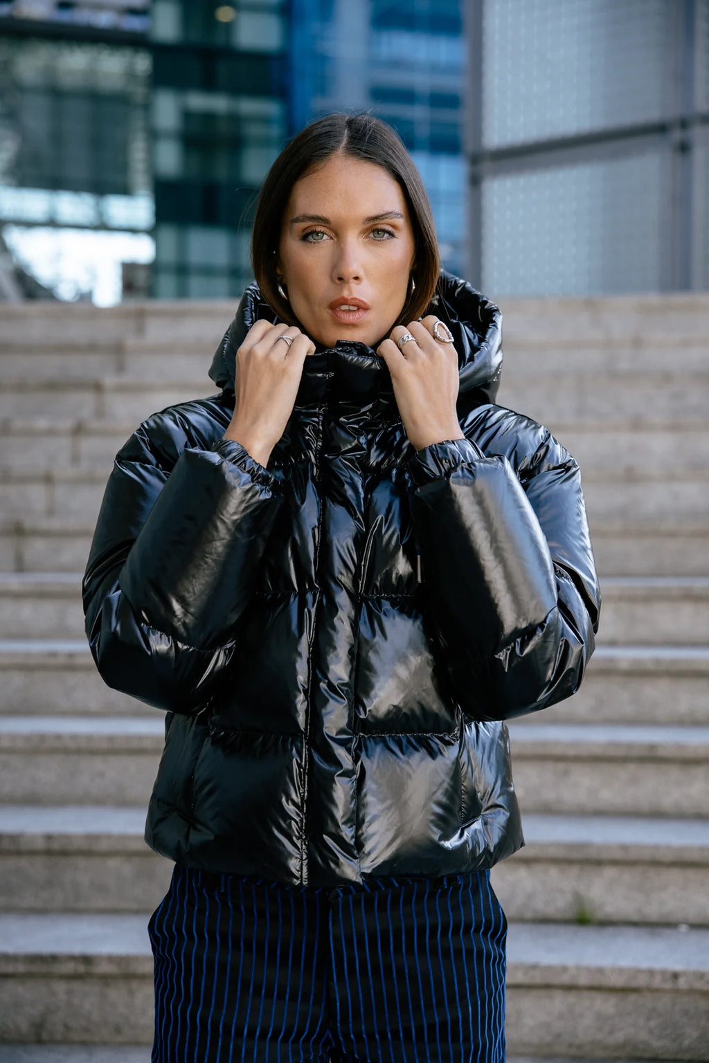 Doudoune noire brillante Freeman T Porter Vardia