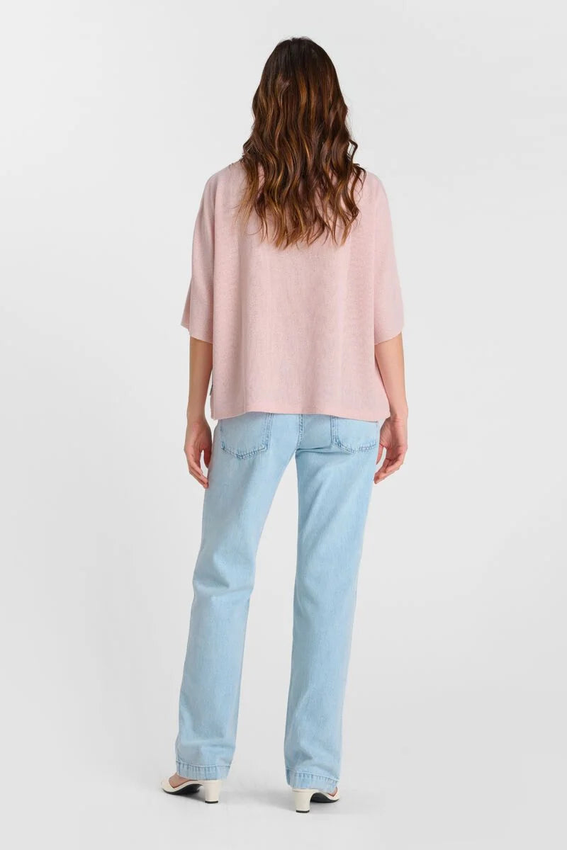 LE TEMPS DES CERISES - Pull Femme Drew Rose - Coupe Boyfriend Manches Courtes