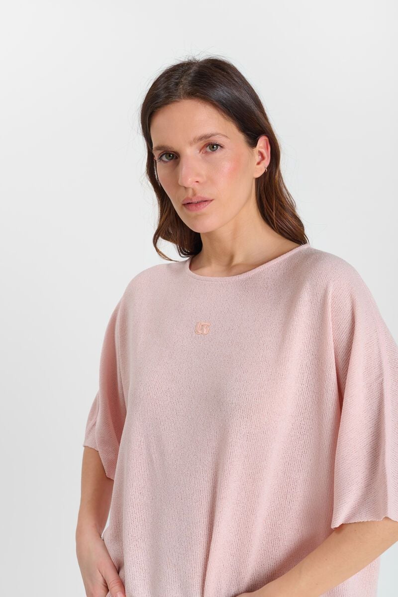 LE TEMPS DES CERISES - Pull Femme Drew Rose - Coupe Boyfriend Manches Courtes
