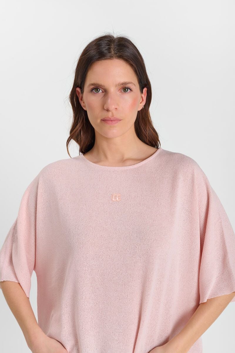 LE TEMPS DES CERISES - Pull Femme Drew Rose - Coupe Boyfriend Manches Courtes