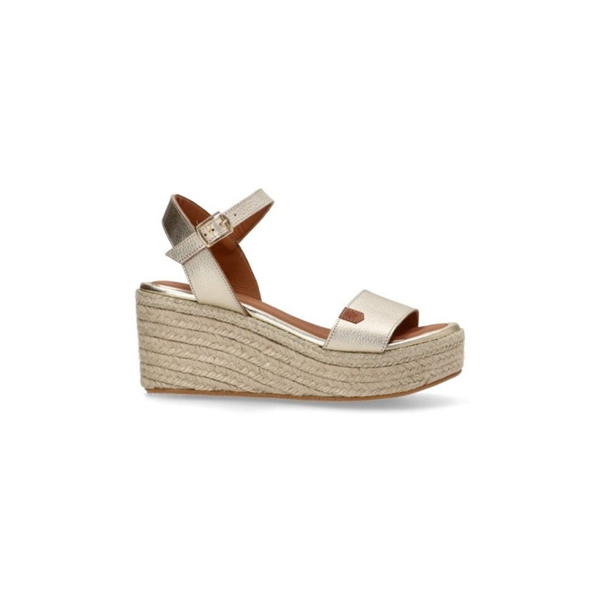 Sandales Compensées POPA Cuir Métallisé Doré