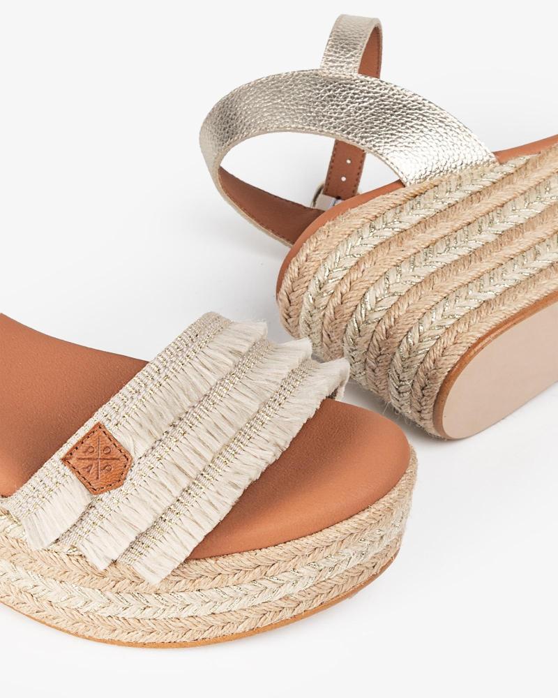 Sandales POPA en cuir et tissu