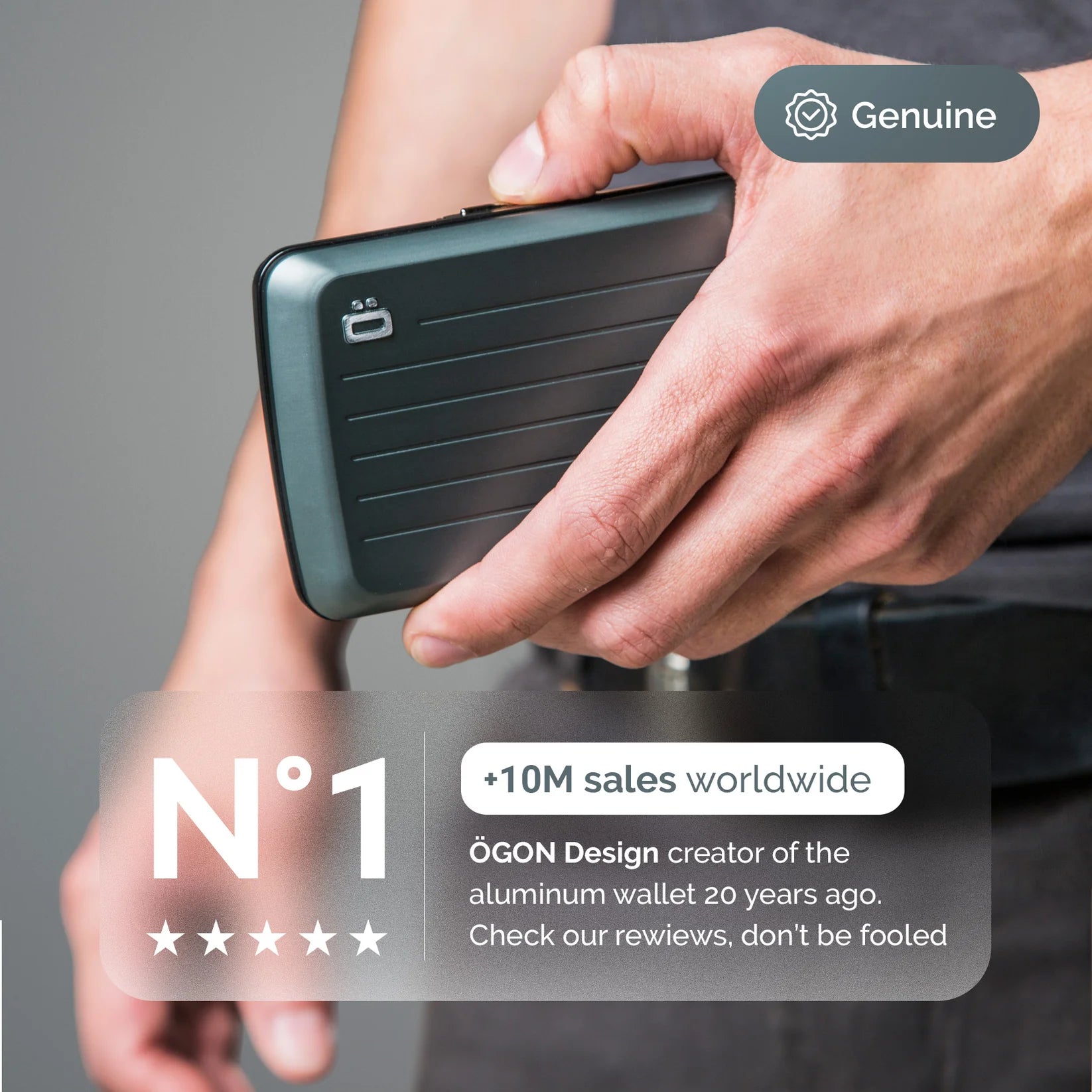 porte carte Ogon design gris aluminium