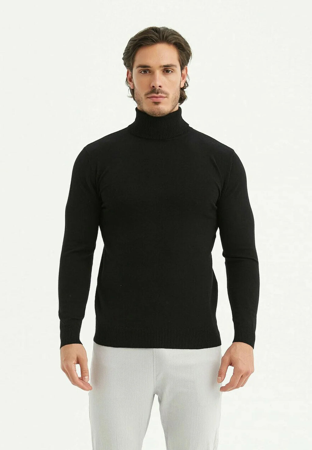 Pull col roulé homme noir CASHMERE TOUCH