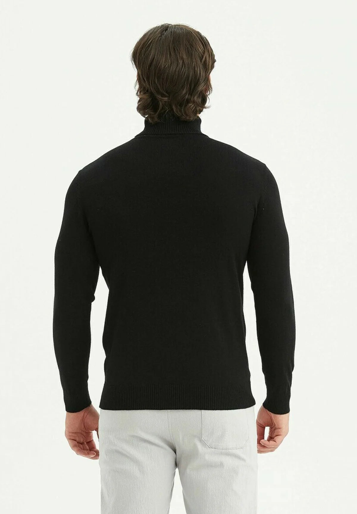 Pull col roulé homme noir CASHMERE TOUCH