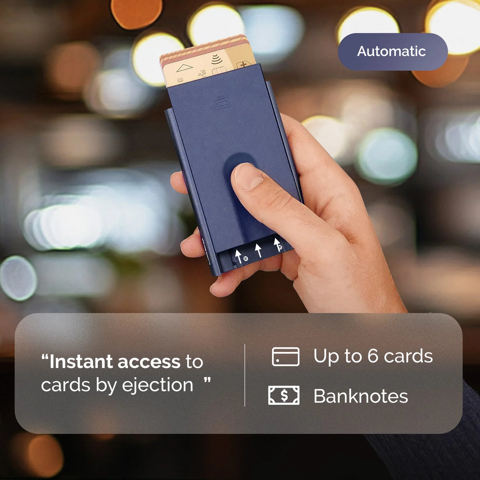 ÖGON Porte-cartes automatique SLIDER | Navy blue