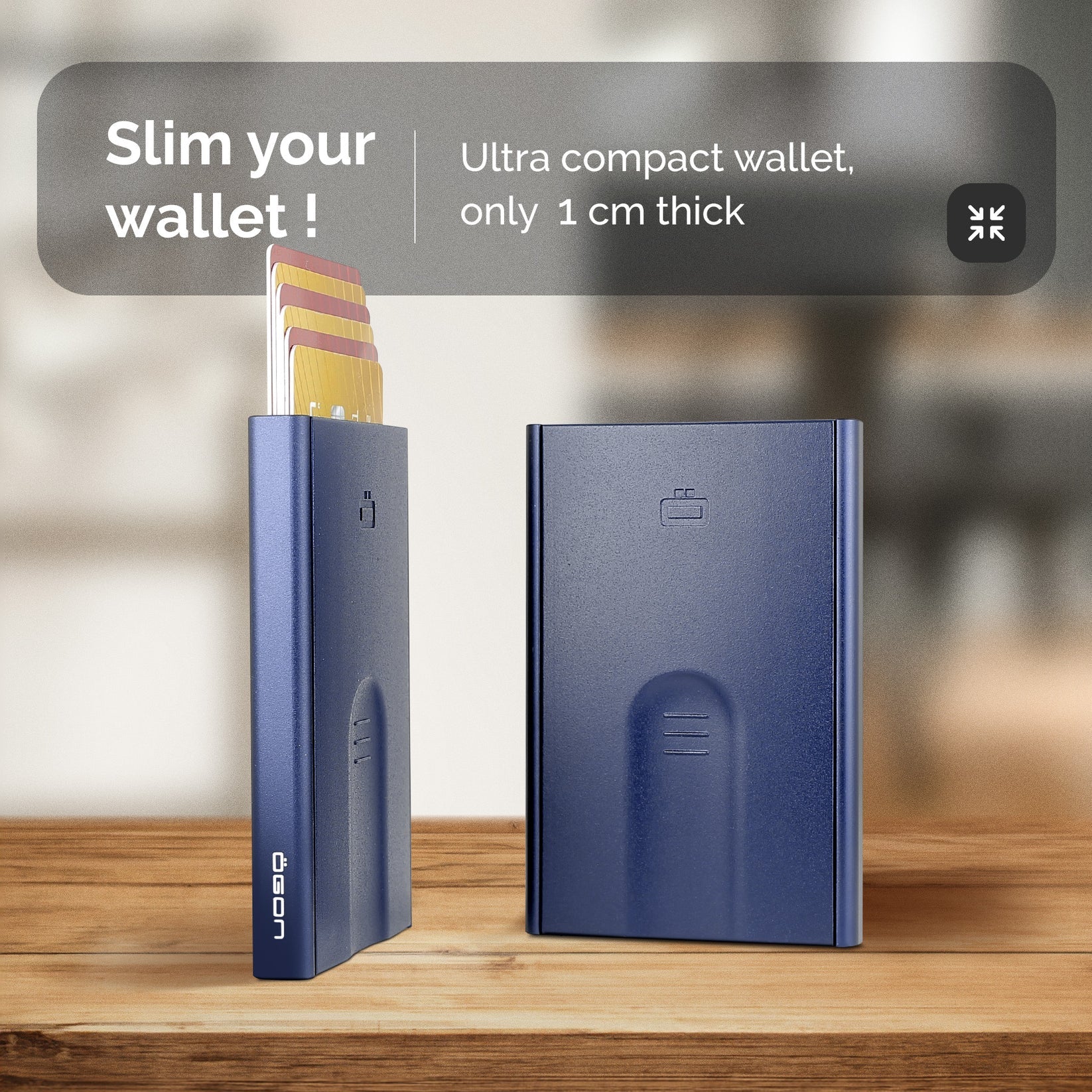 ÖGON Porte-cartes automatique SLIDER | Navy blue