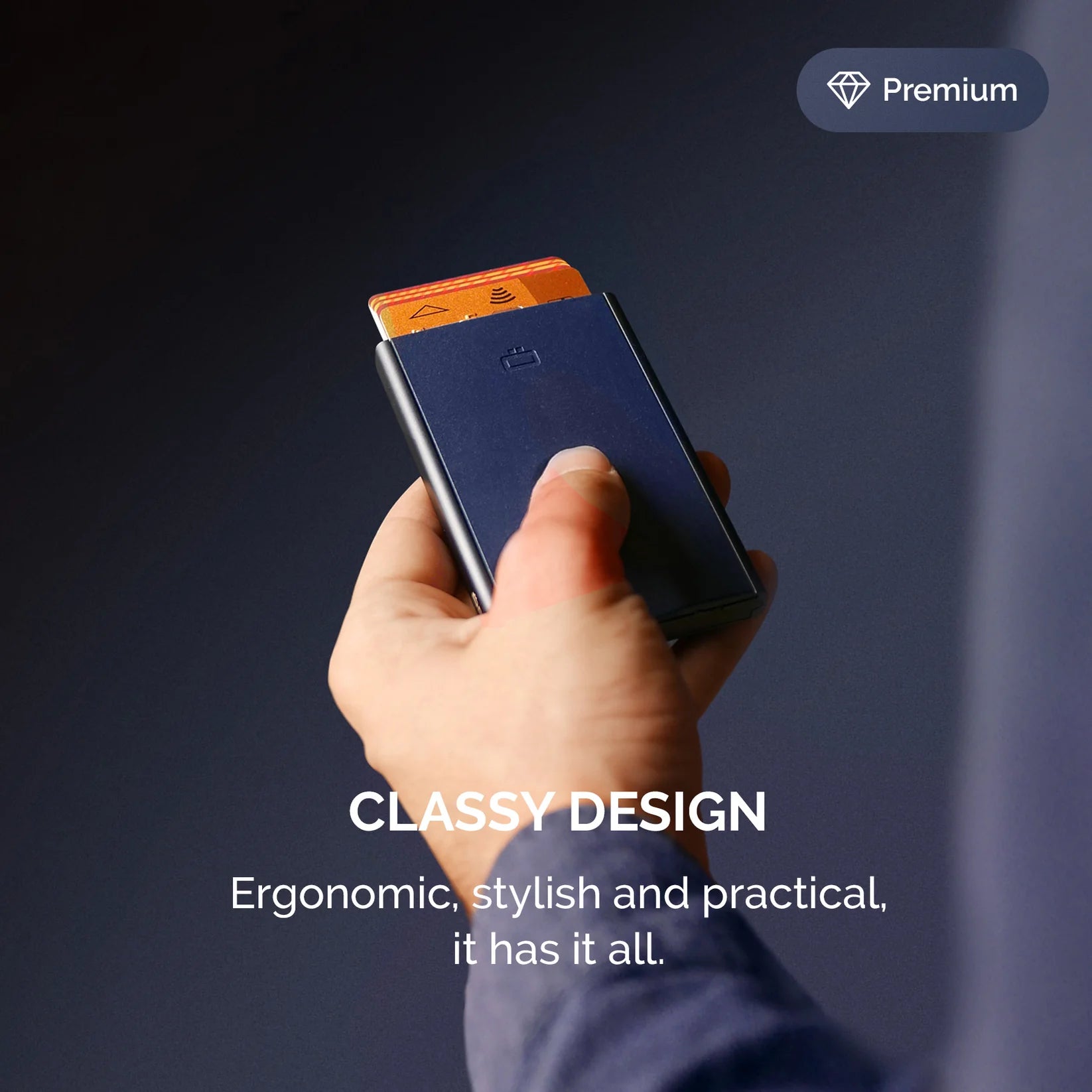 ÖGON Porte-cartes automatique SLIDER | Navy blue