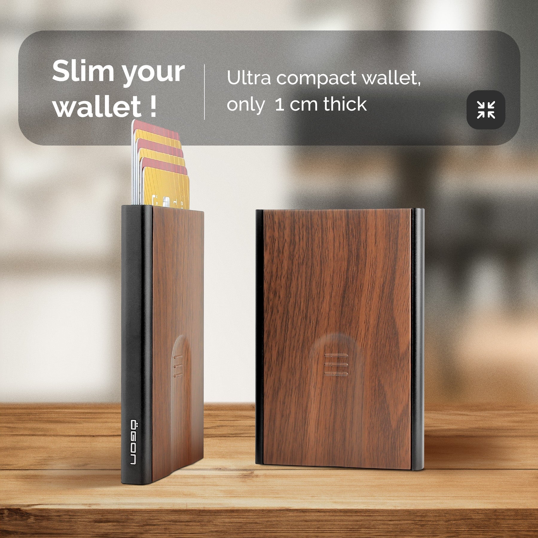 ÖGON Porte-cartes automatique SLIDER | Effet Sequoia