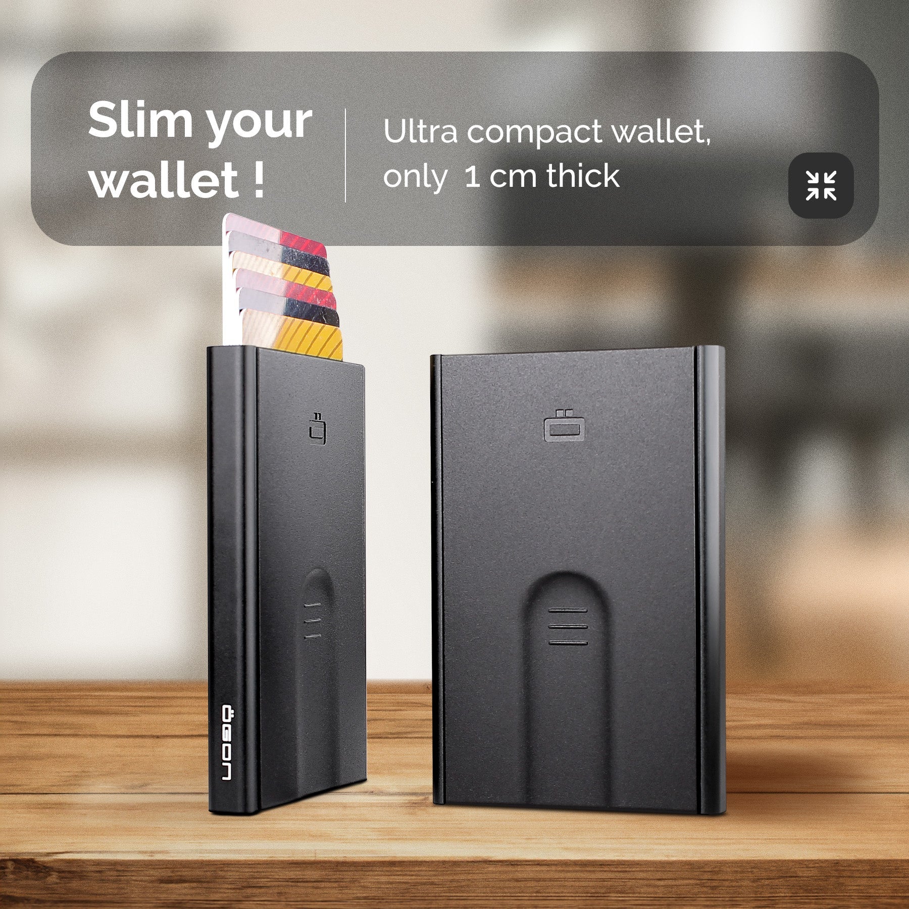 ÖGON Porte-cartes automatique SLIDER | NOIR