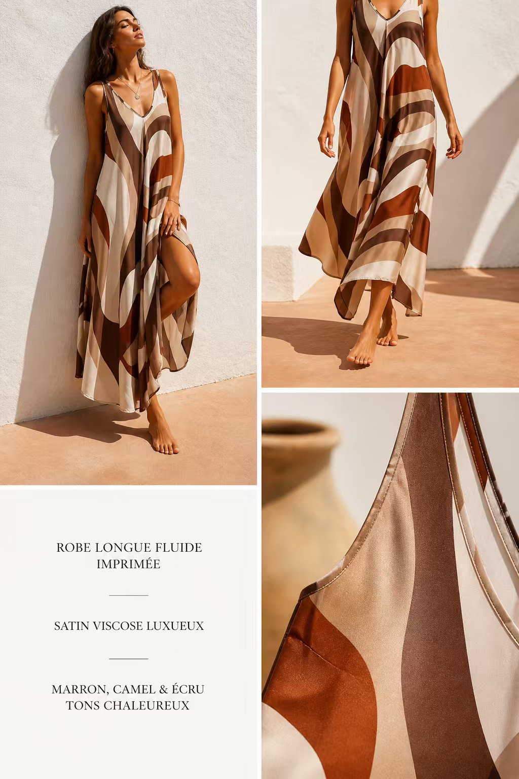 robe longue fluide imprimée satin