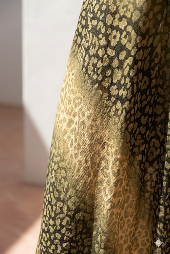 robe longue Leopold kaki viscose et nylon