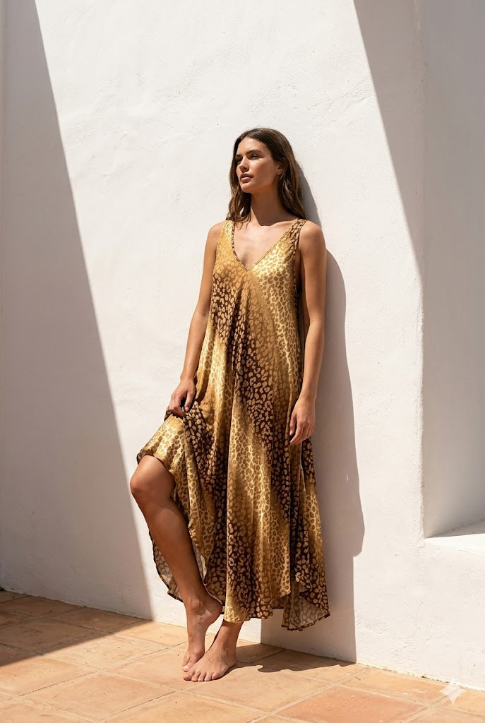 robe longue femme imprimé leopard