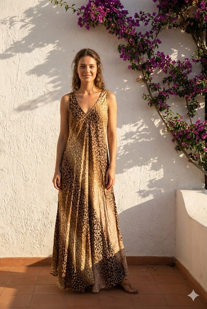 robe longue femme imprimé leopard