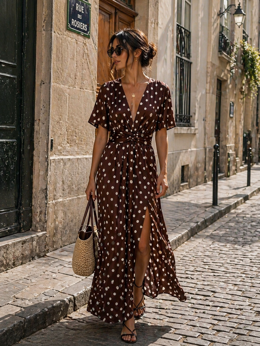 Robe maxi pois écrue - dos