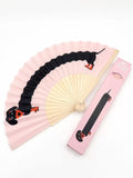 Éventail Teckel - motif chien rose poudré