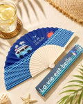 Éventail La vie est belle - bleu marine van surf