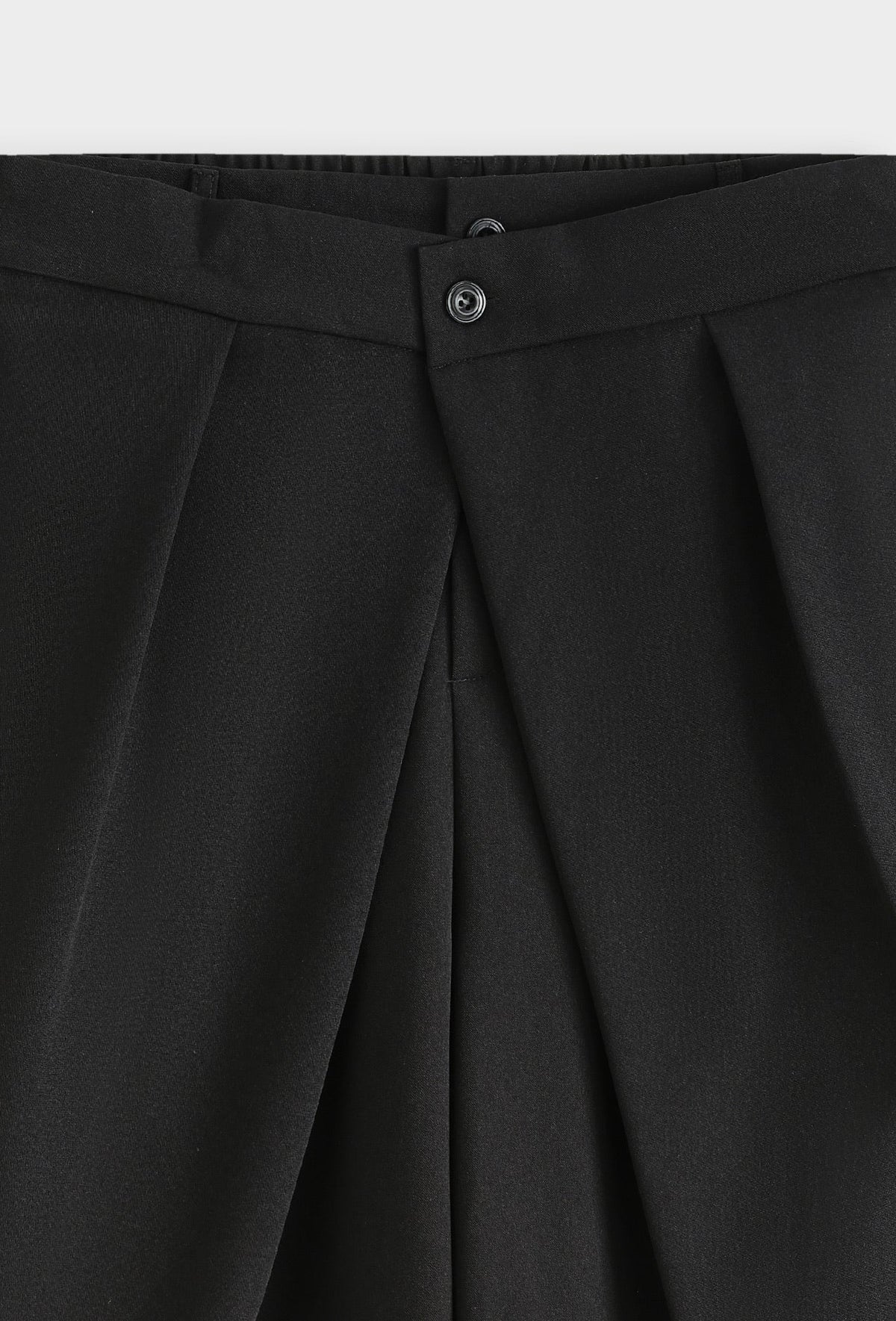 Pantalon jupe-culotte noir avec taille élastiquée, vue de dos