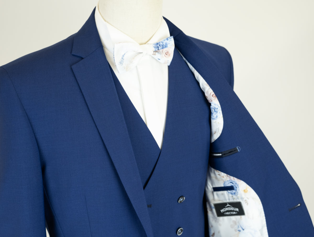 Costume 3 pièces LOUIS Bleu Roi - zoom gilet et doublure