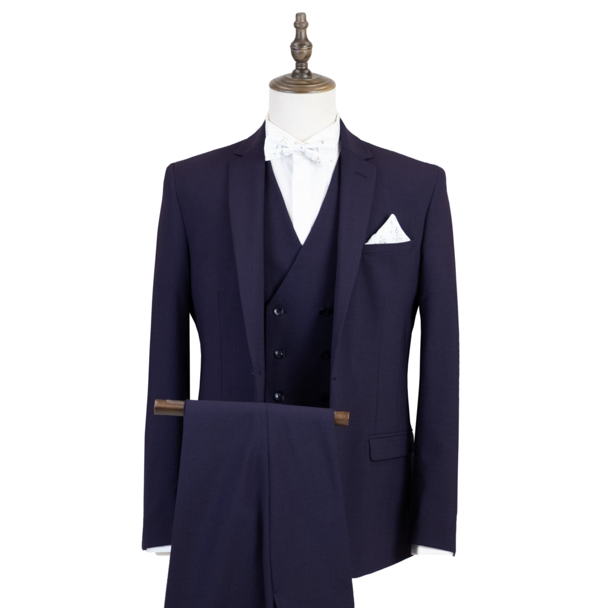 Costume 3 Pièces LOUIS Aubergine – vue avant sur mannequin