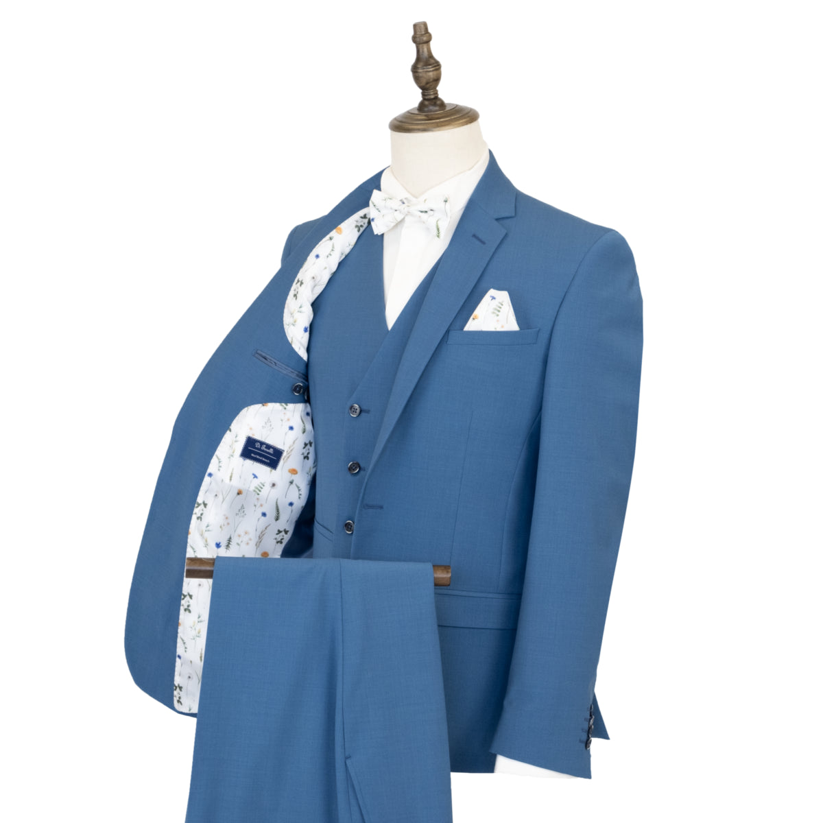 Costume 3 pièces bleu acier – veste ouverte