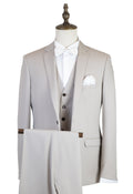 Costume 3 pièces grège pure laine – vue de face