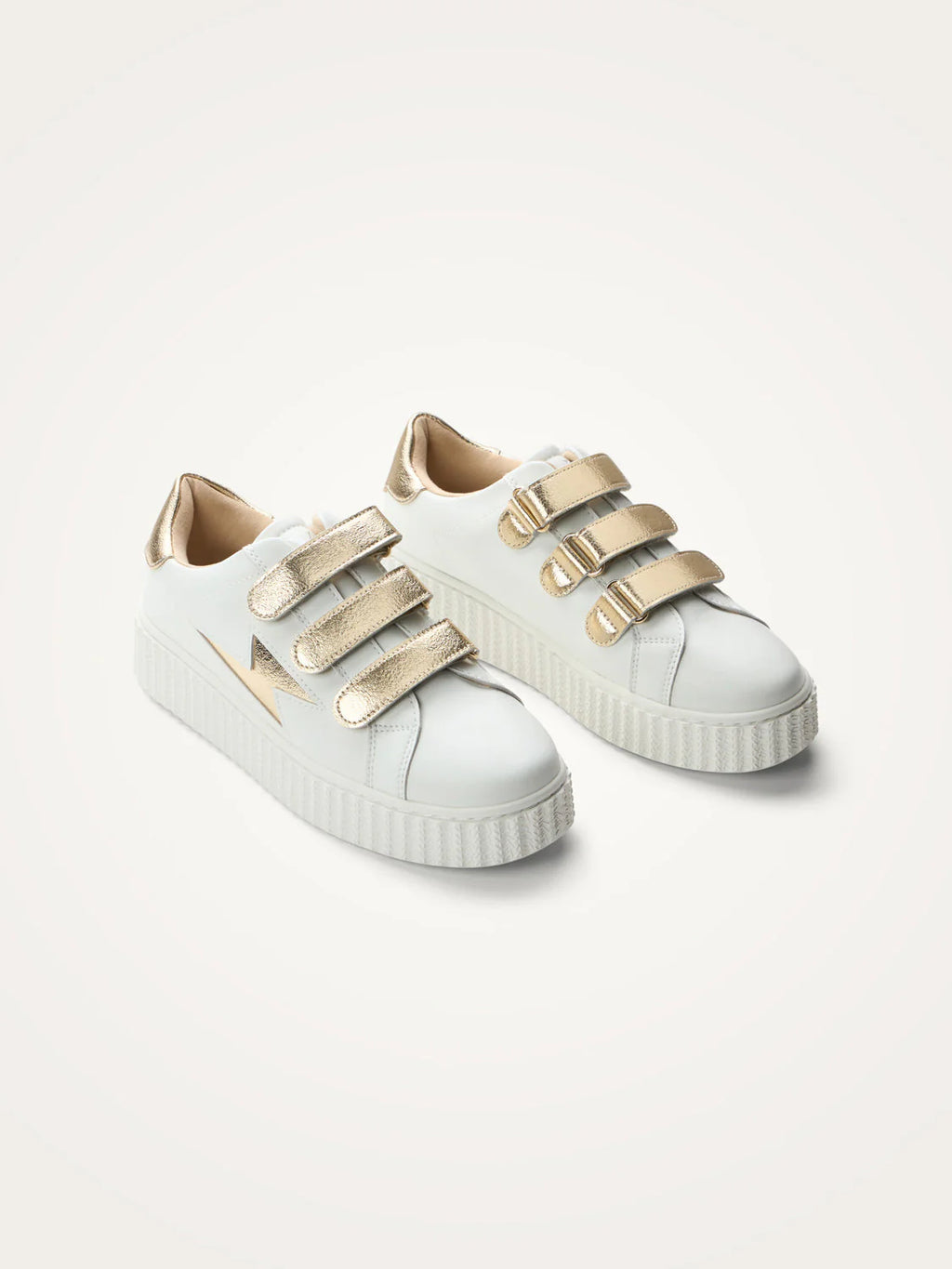 Baskets Vanessa Wu MARILOU blanches éclair doré vue de profil