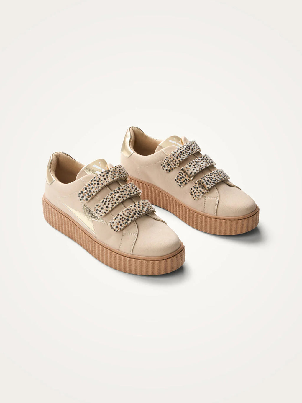 Baskets Vanessa wu ABY beige suédine éclair doré vue de profil