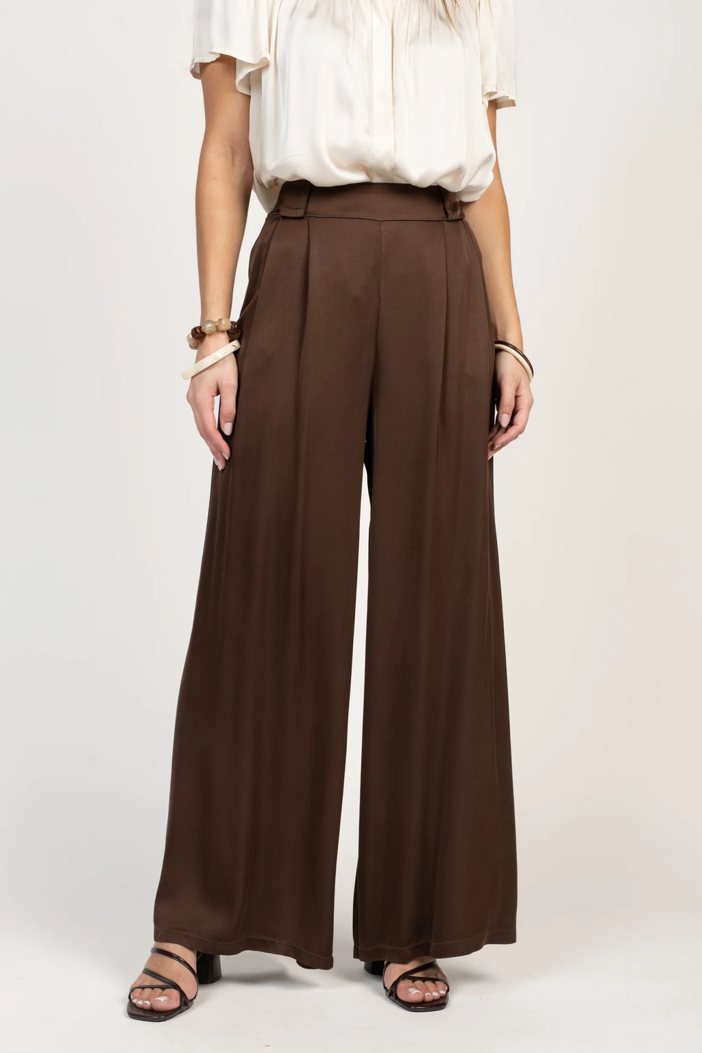 pantalon fluide évasé Pako Litto marron