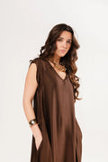 robe longue Pako Litto silky marron