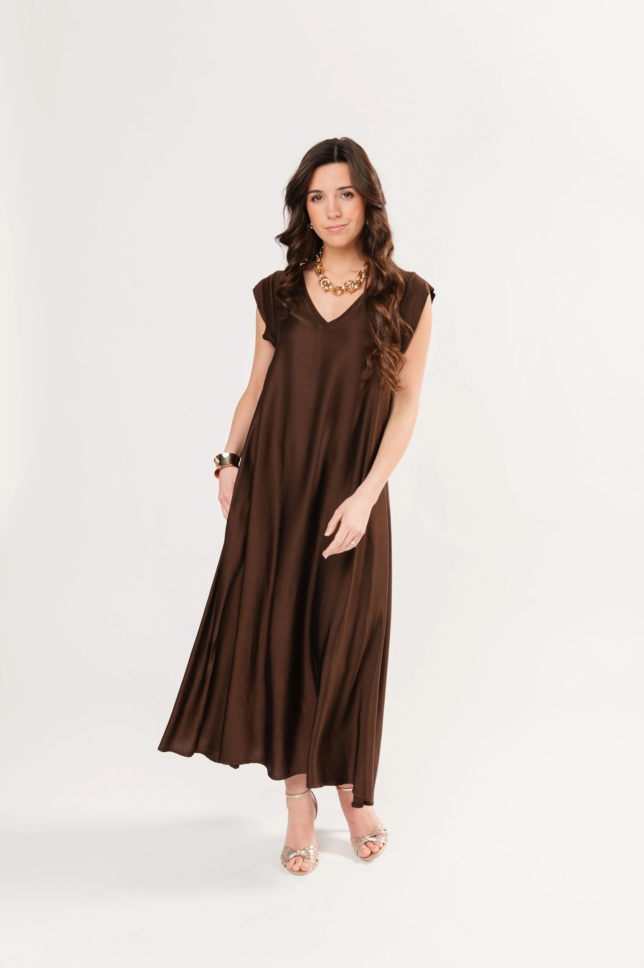 robe longue Pako Litto silky marron