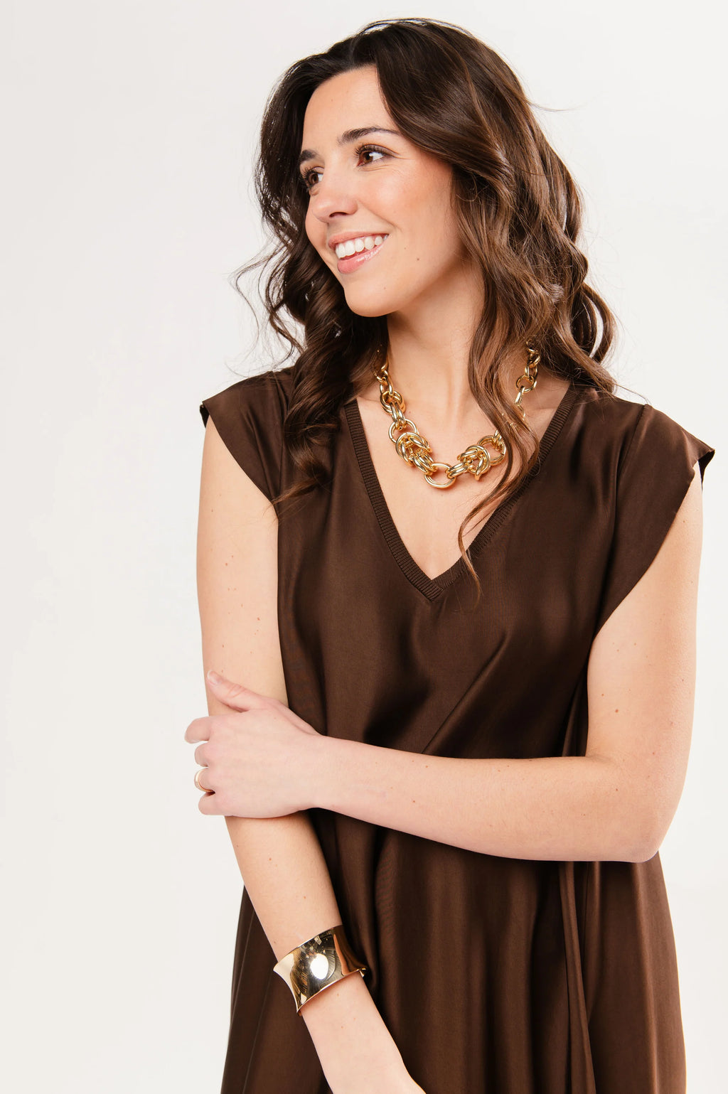 robe longue Pako Litto silky marron