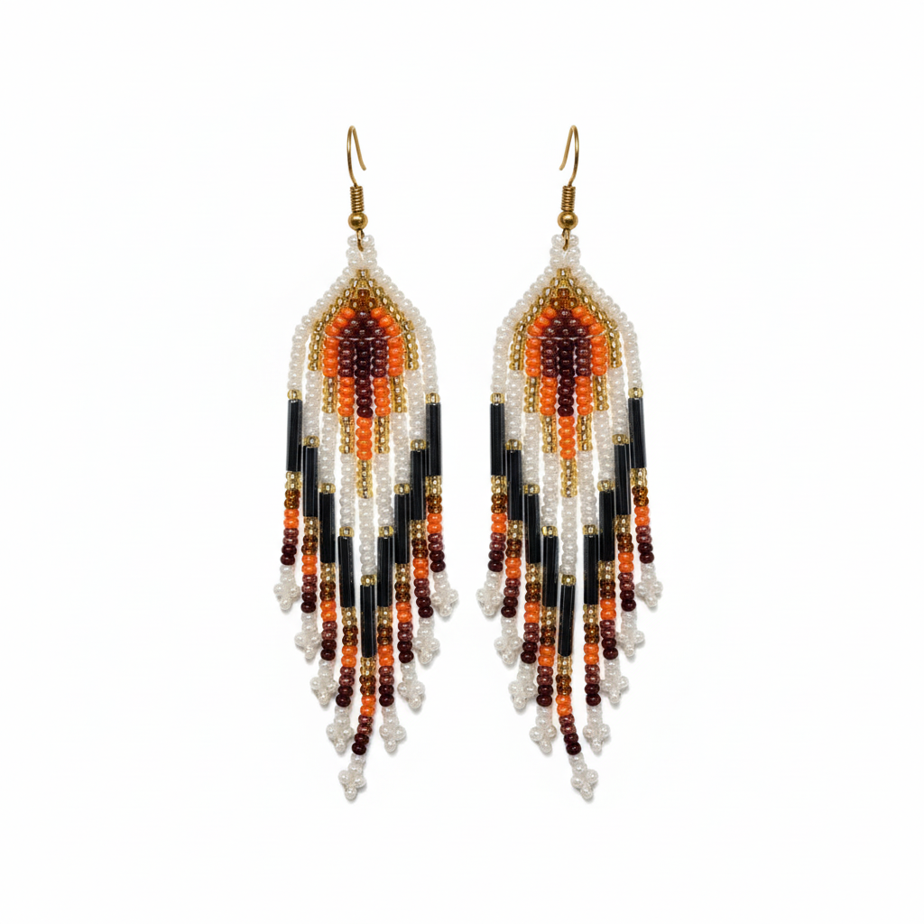 Boucles d'oreilles cristal et orange fond blanc pur