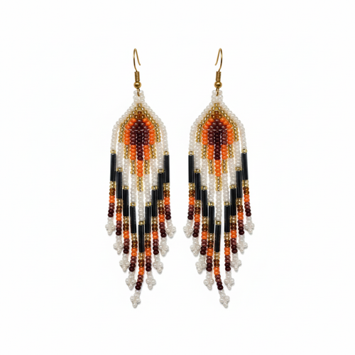 Boucles d'oreilles cristal et orange fond blanc pur