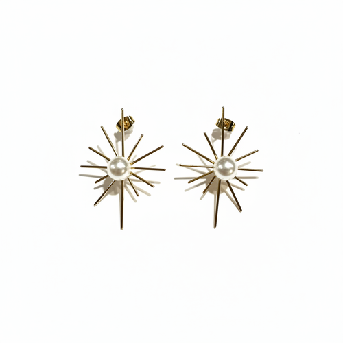 Boucles d'oreilles dorée étoile perle