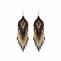 Boucles d'oreilles noires et dorées fond blanc