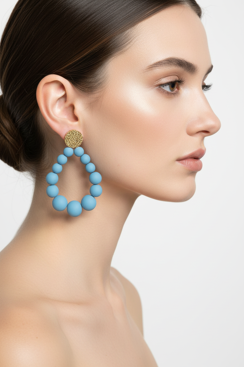 Boucles d'oreilles billes bleues